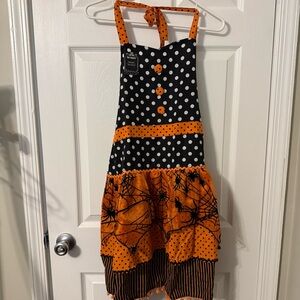 Pier 1 Imports Halloween Apron NWT | Polka Dot & Spider Web Kitchen Costume